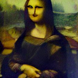 generated: a painting of the mona lisa on a white wall #0